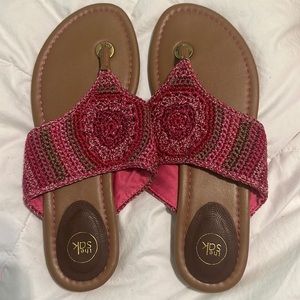The SAK pink crochet sandals size 8
